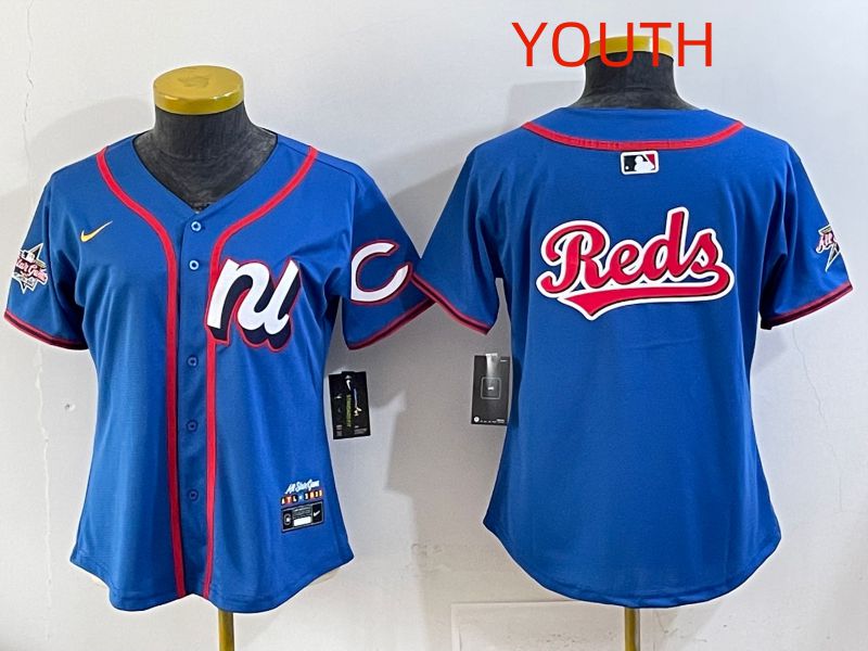 Youth 2025 Cincinnati Reds Blank Blue All star Nike MLB Jersey style 02